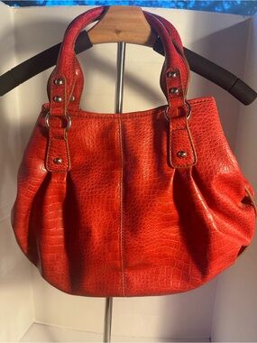 Nine West Red Shoulder Bag Faux Leather Y2K Bulky Bag Style